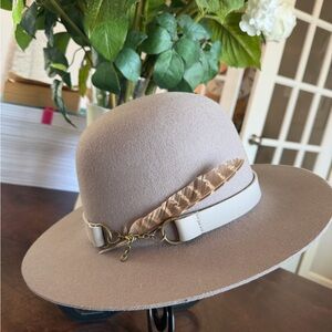 Two Roads Wool Hat with Leather Band and Feather Accent